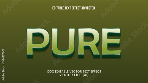 '' PURE '' TEXT EFFECT 3D VECTOR FOR ALL YOUR NEEDS