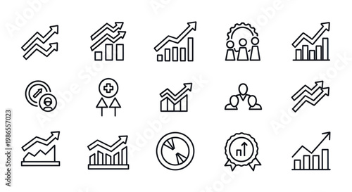 Business growth and finance icons.