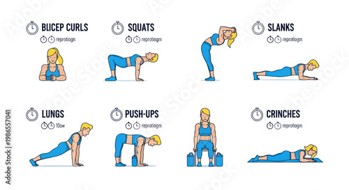 Woman doing various fitness exercises.