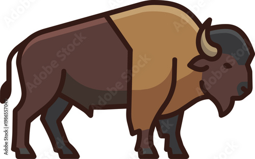 Bison silhouette illustration brown tan body.