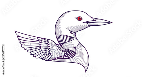 Detailed illustration of a bird head.