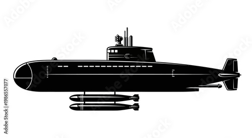 Black silhouette of a submarine vessel.
