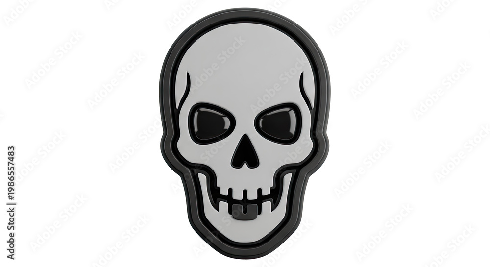 Fototapeta premium 3D Rendered Skull Icon with Black and White Contrast