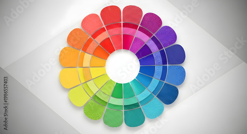 Vibrant Color Wheel with Gradients and Radial Arrangement on a White Background