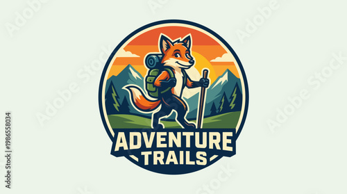 Dog Adventure Trails Mascot Logo.