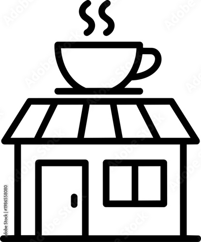 Cafe storefront with coffee cup.