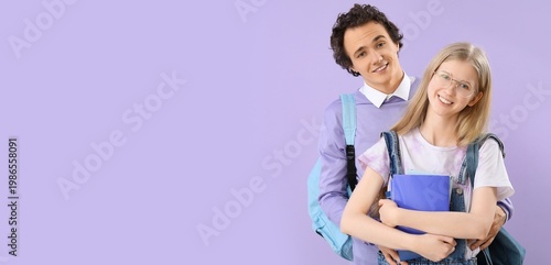 Teenage couple of students ...