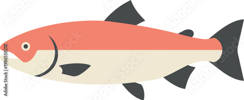 Cartoon Fish Illustration With Orange Stripe.