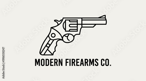 Revolver Icon Illustration Modern Firearm Graphic.