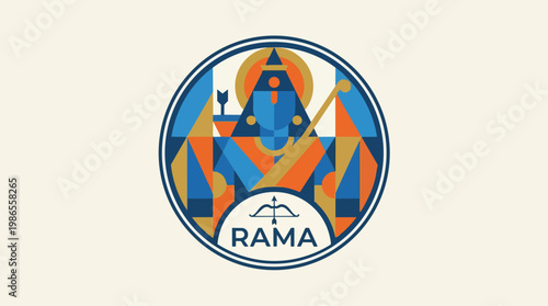 Rama deity emblem circular logo symbol.