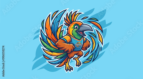 Vibrant Phoenix in Flight Illustration.