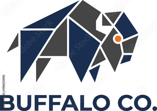 Geometric Buffalo Logo Illustration Artwork.