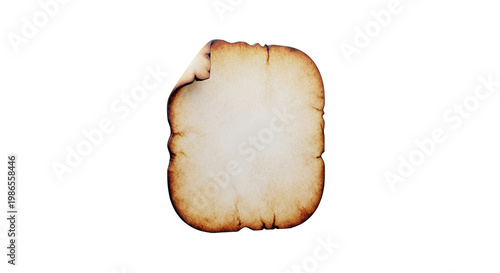 Aged, Burned Paper Scroll Fragment