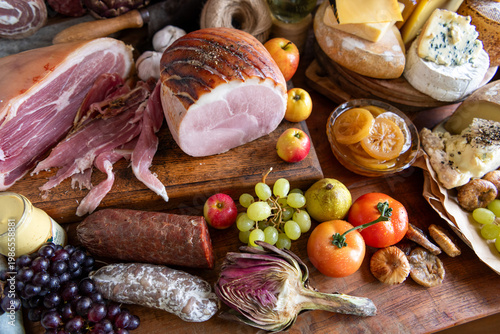 Fotografie Gourmet feast with assorted delicacies.