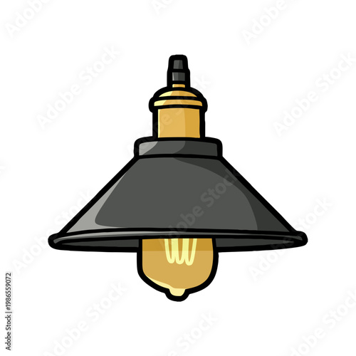 simple black and orange pendant lamp vector