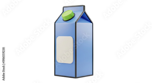 Blue Milk Carton with Green Cap