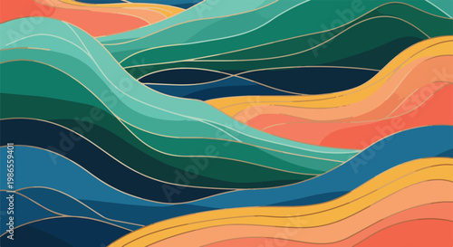 A colorful abstract illustration of wavy lines