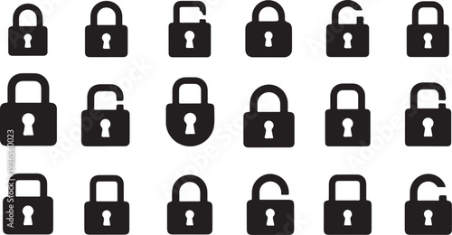 Black padlock icons on white background pattern