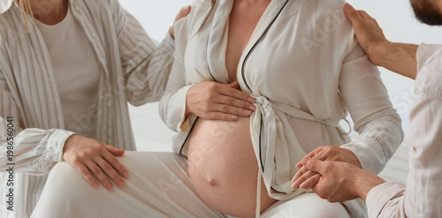 Young pregnant woman sittin...