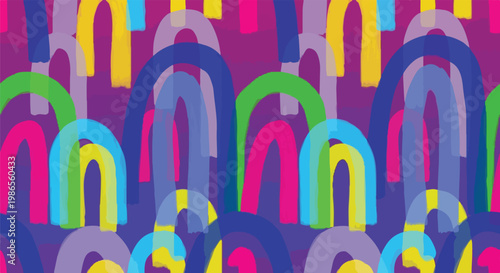 A colorful abstract image with multiple overlapping arches