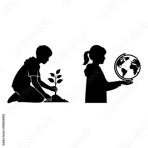 Children symbolizing environmental stewardship and global responsibility Vector, illustration
