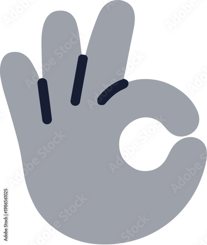 Flat Style Illustration Hand Showing OK Gesture Finger Symbol Icon