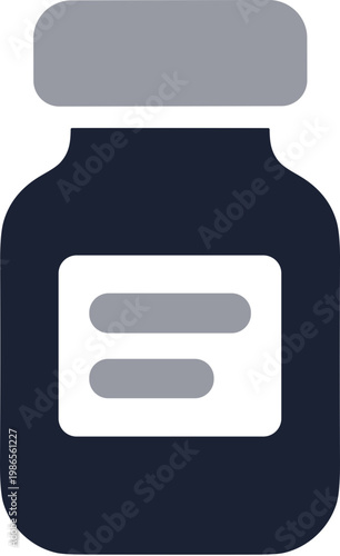 Flat Style Medicine Vial with Label, Healthcare and Pharmaceutical Illustration