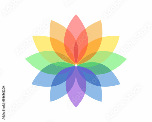 A vibrant colorful flower blossom with overlapping translucent petals