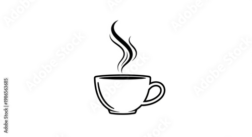 A steaming cup of hot coffee, a comforting beverage perfect for any time of day, enjoyed in a simple white mug with rising vapor