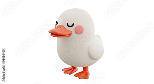 Cute 3D White Duck with Pink Cheeks