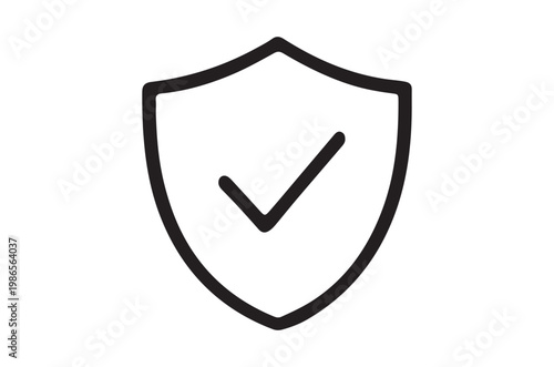 Simple black and white shield icon with a checkmark inside