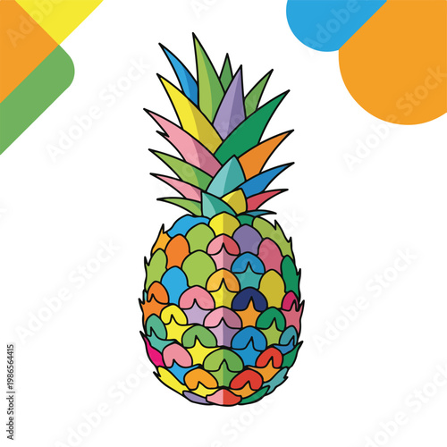 A colorful illustration of a stylized pineapple