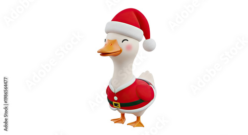 Cute Duck Wearing a Santa Hat and Suit