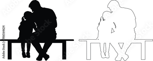 Family Silhouette Showing Emotional Support And Distress Comparison Illustration