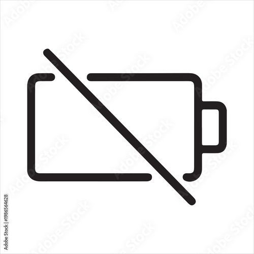 Battery icon with a diagonal line indicating low power or no charge