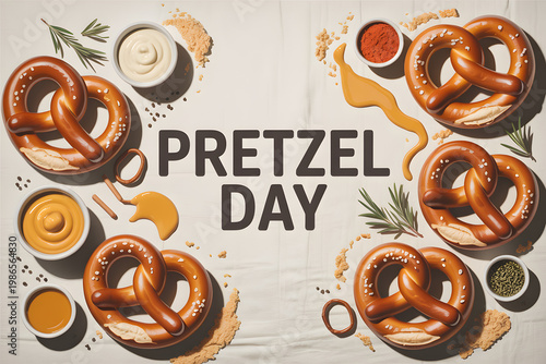 Vector illustration of a bakery background with pretzels labels bread pastries and business themed design elements