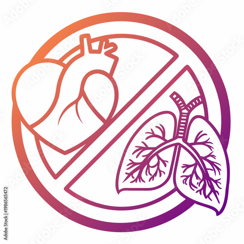 Heart and lungs crossed out no entry medical symbol.
