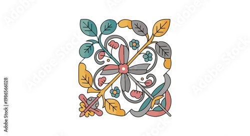 A colorful floral design with leaves and flowers (1)