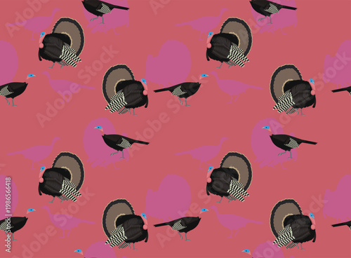 Wild Turkey Walking Seamless Background Wallpaper Pattern