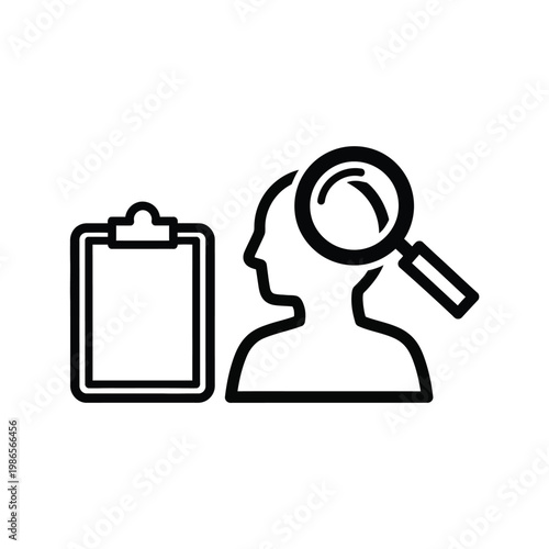 Medical clipboard search diagnosis outline icon