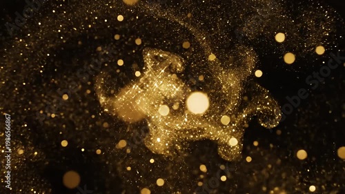 Wallpaper Mural Golden glitter particles and sparkling bokeh lights on black background Torontodigital.ca