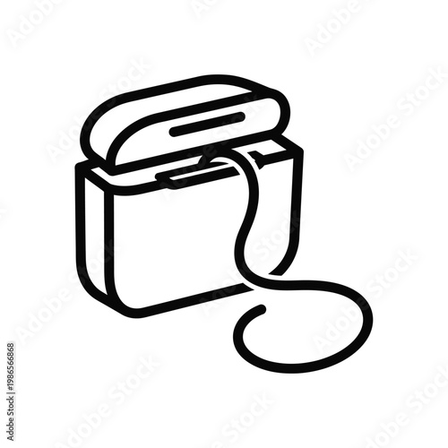 Dental floss oral hygiene outline icon