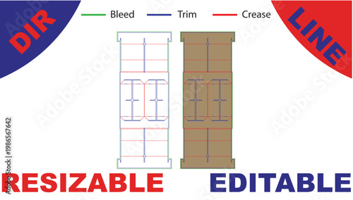 Diagram showing layout template with bleed, trim, and crease lines