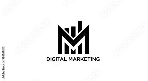 MM Digital Marketing Logo - Business Growth Chart Icon