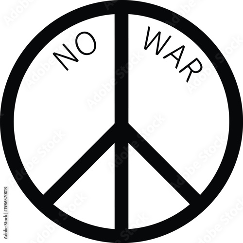 Photos Black and white peace symbol icon with no war text for pacifism and protest move