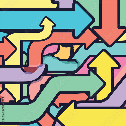 A colorful illustration of multicolored arrows