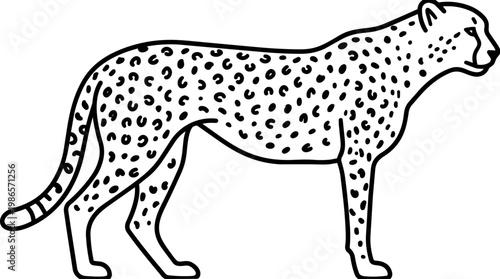 Leopard With Spotted Coat In Profile.