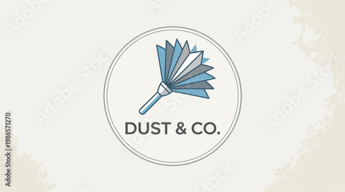 feather duster logo illustration for cleaning tool.
