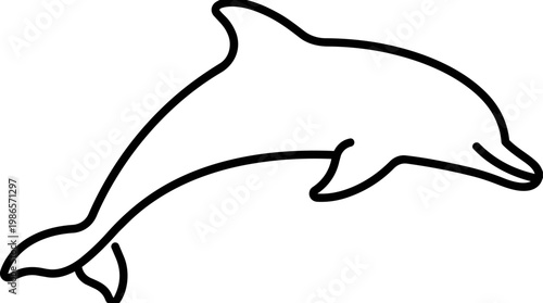 Dolphin Silhouette Line Art in Ocean.