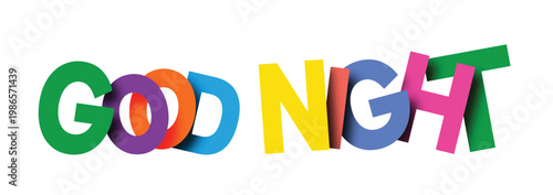 Good Night Colorful Typography Text White Background